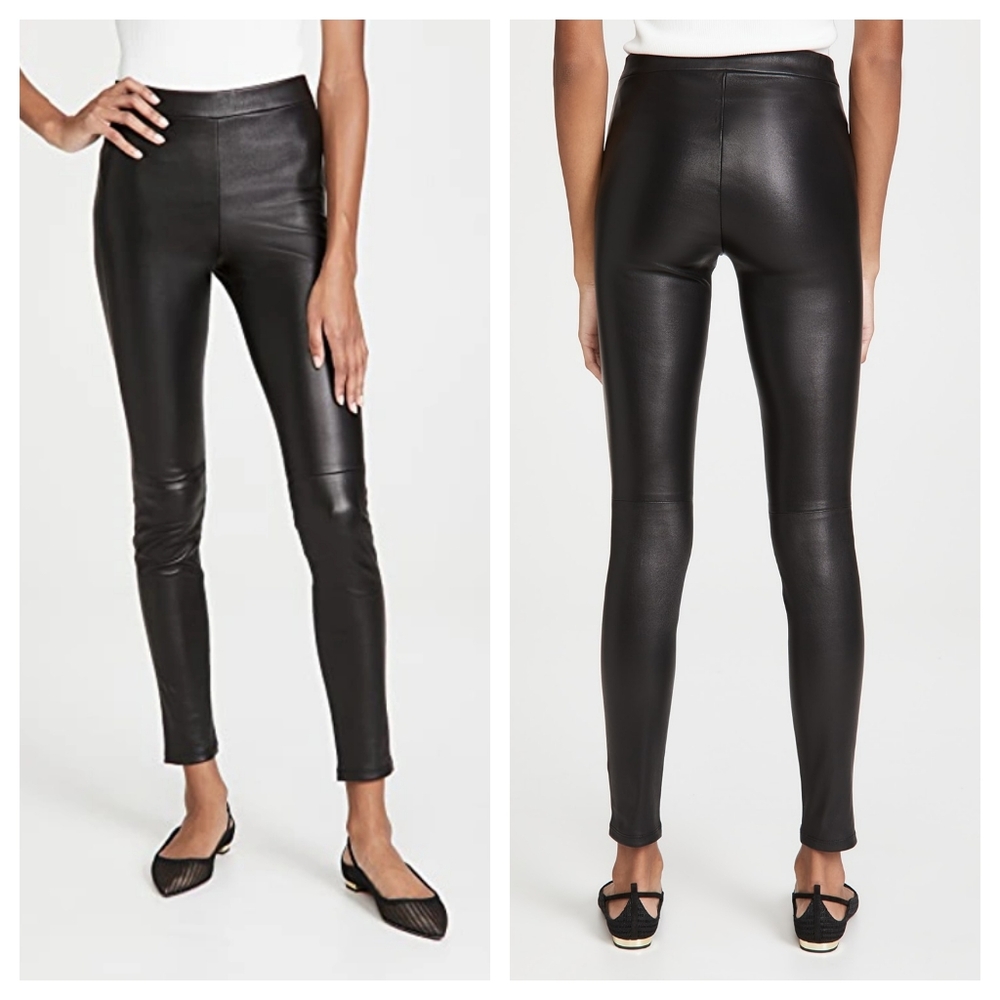 THEORY Adbelle L2 Bristol Leather Leggings Black Size 8 NWT